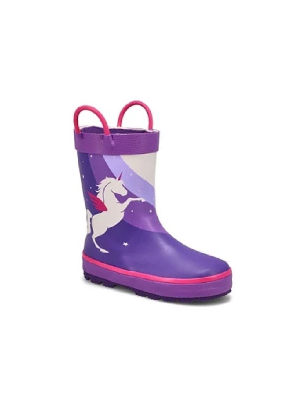 Kamik Kids Rain Boots with Unicorn Design - Purple and Pink